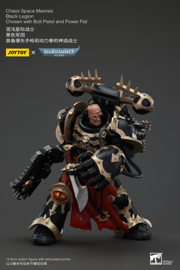 Warhammer 40k JoyToy Actionfigure - Chaos Space Marines Black Legion Chosen with Bolt Pistol and Power Fist - Image 14