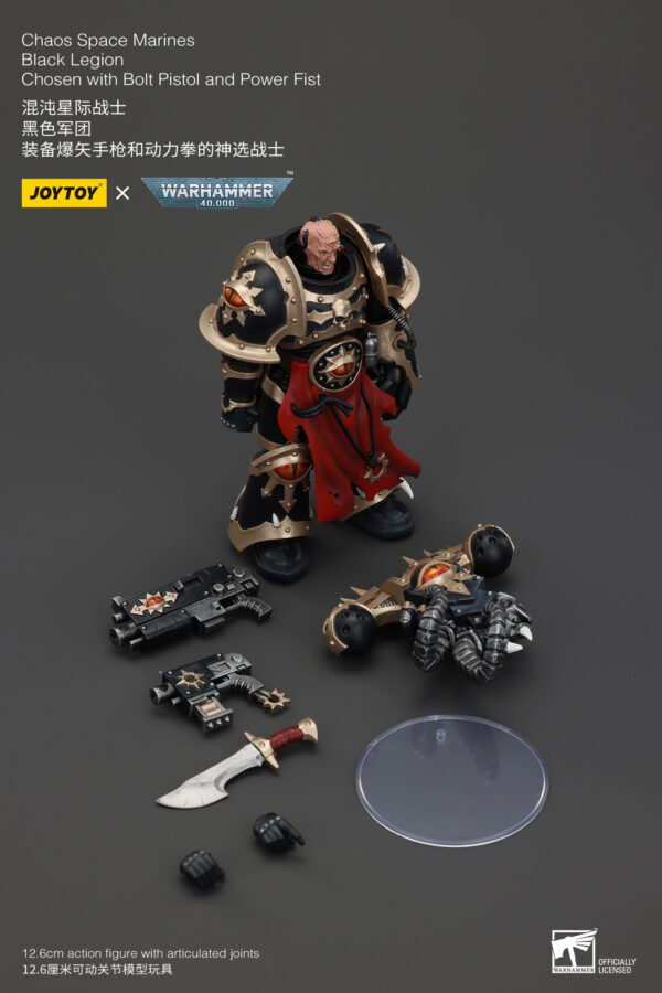 Warhammer 40k JoyToy Actionfigure - Chaos Space Marines Black Legion Chosen with Bolt Pistol and Power Fist - Image 16