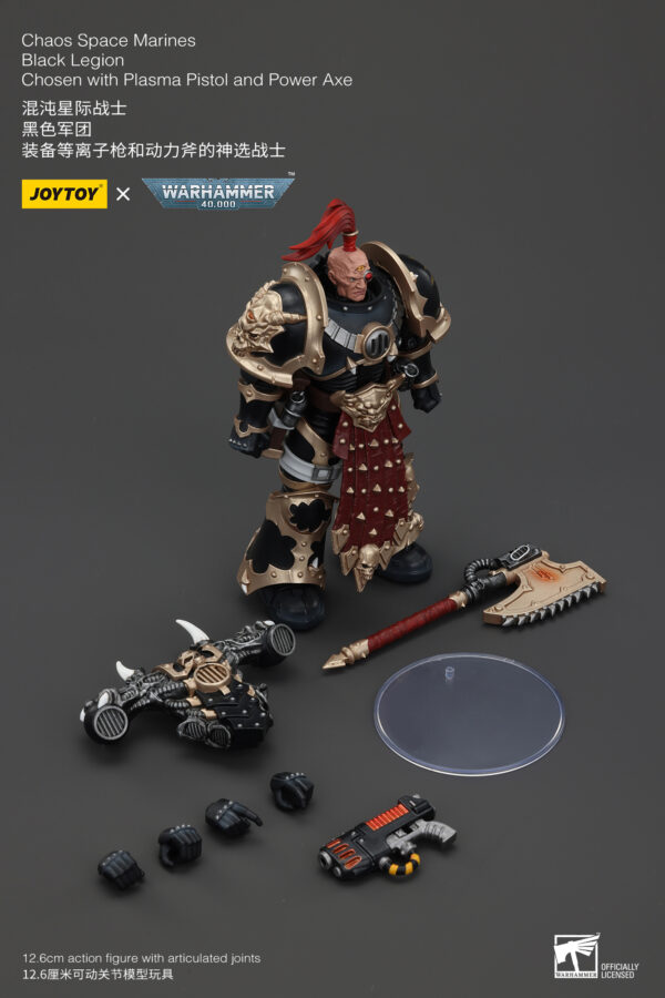 Warhammer 40k JoyToy Actionfigure - Chaos Space Marines Black Legion Chosen with Plasma Pistol and Power Axe - Image 14